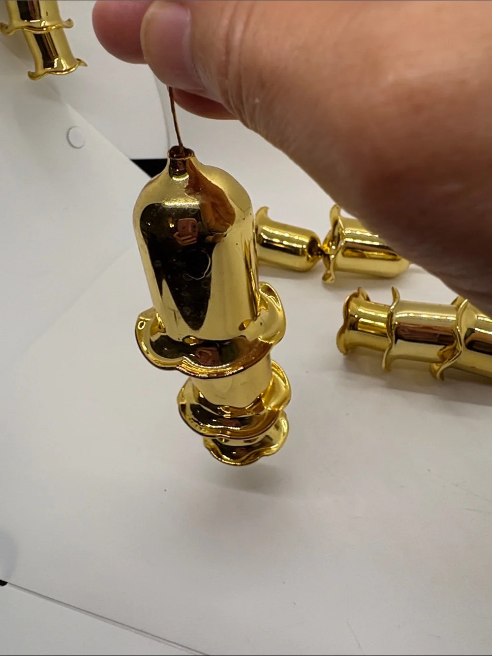 Gold Glass Nesting Bell Christmas Ornaments VTG 4
